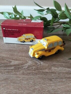 Village Collection Yellow City Taxi Toy Car St. Nicholas Square 1999 In Box